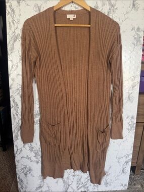 SO Open-Front Cardigan - Camel Brown Size XS